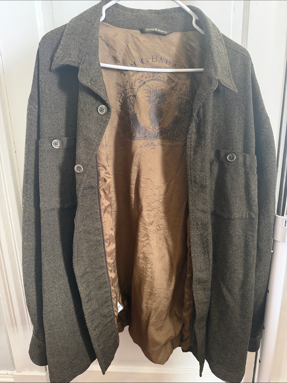 Vintage Tommy Bahama Olive Green Jacket with Tan Lining